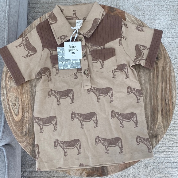 kate quinn Other - Kate Quinn Donkey Print Short Sleeve Collar Shirt